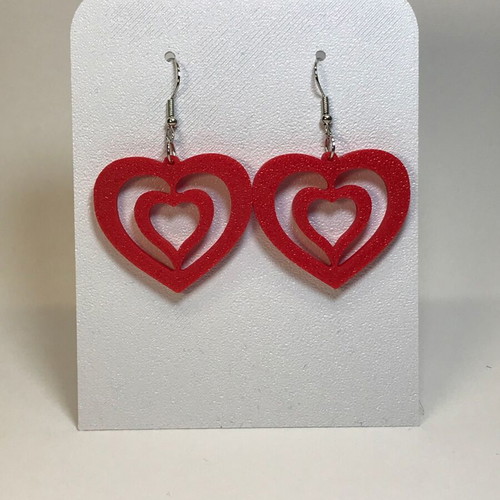 Heart earrings with 3D printing red new