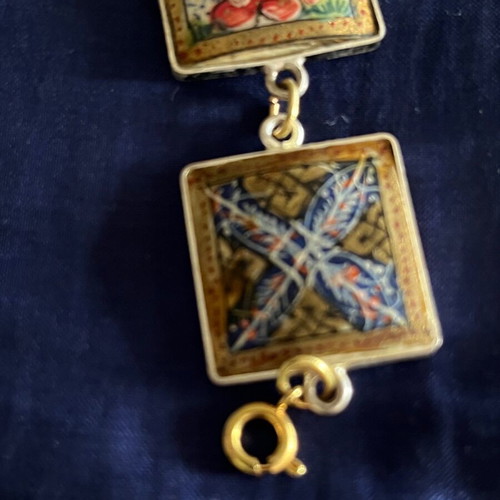 Bracelet Persian miniatures painting used on 925 silver base