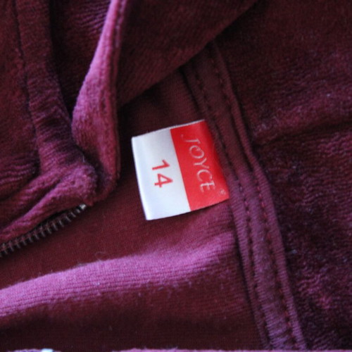 Velvet kids tracksuit with hoodie like new, red, for 14 years old