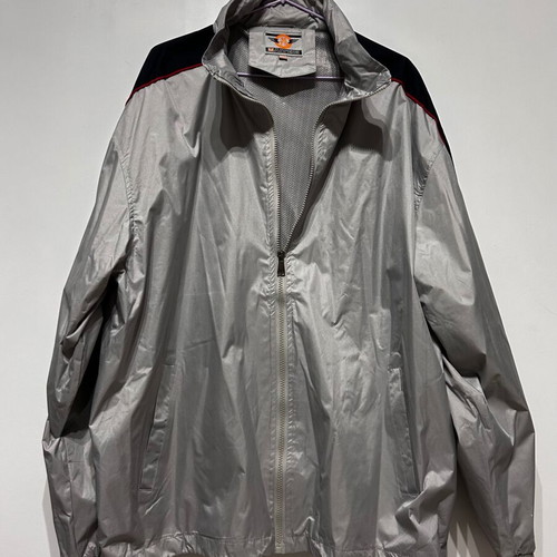 Men's gray windbreaker jacket with black stripes like new