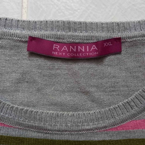 Women's knitted striped sweater like new, gray base with colorful stripes