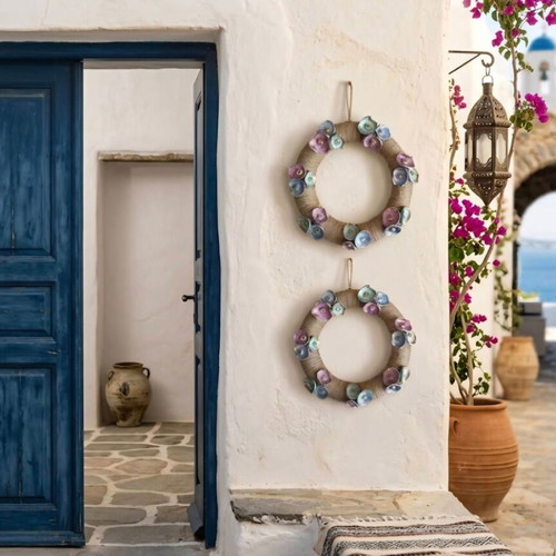 Handmade decorative wreaths set of 2 with anemones new
