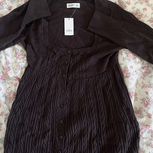 Hollister Knit Cardigan Babydoll Dark Brown Size M Like New