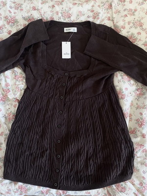 Hollister Knit Cardigan Babydoll Dark Brown Size M Like New
