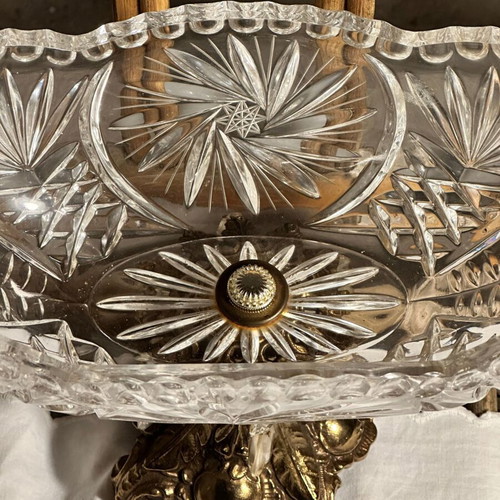Crystal Fruit Bowl with Gold Base and Crystal Drops like new