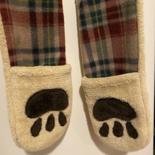 Claire’s Kids plush pug beanie with hooded scarf and hand warmer