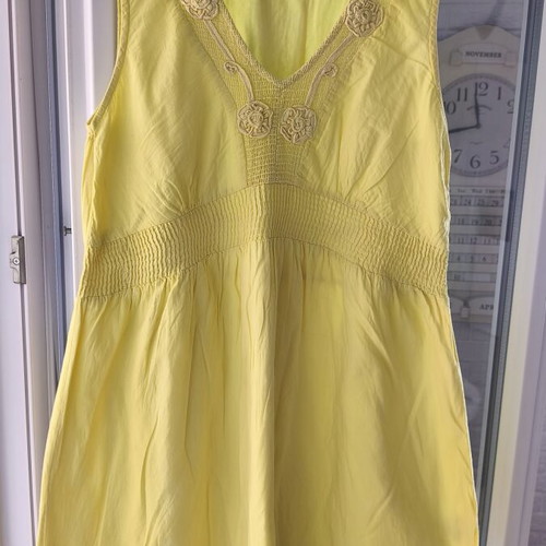 Raxevsky embroidered cotton dress, medium, yellow
