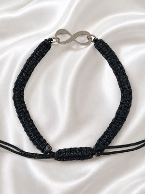 Macrame bracelet with infinity motif from steel, new, adjustable 17-26cm