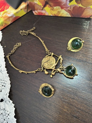 Vintage handmade brass jewelry set.