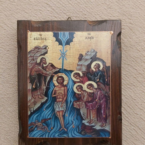 Wooden baptism of Christ images, pack of 45, new handmade