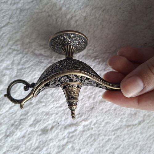 Aladdin's Magic Lamp carved bronze trinket box and incense burner