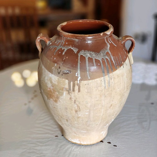 Antique Cretan ceramic vessel used
