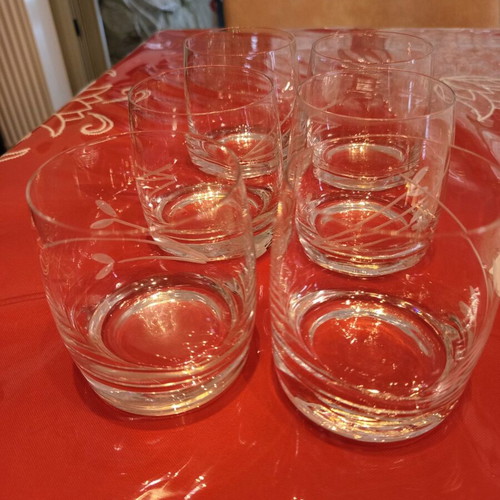 Set of 6 vintage crystal whiskey glasses like new, heavy Bohemia glass