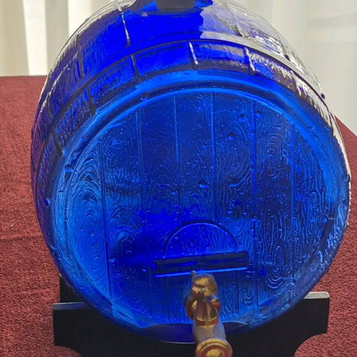 Blue Glass 2L Collectible Barrel Like New