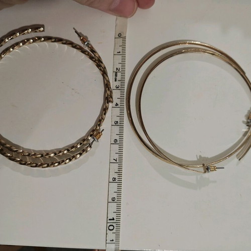 Hoop earrings used, 2 pairs gold tone