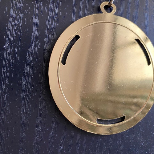 Gold-Plated Brass Medal 7 cm Diameter New, German Design with Ribbon