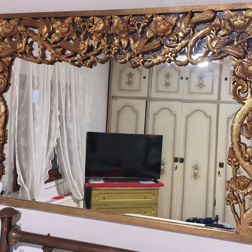 Handcrafted carved wooden mirror, 1m x 1.5m