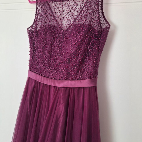 Tulle evening dress with stones like new, purple