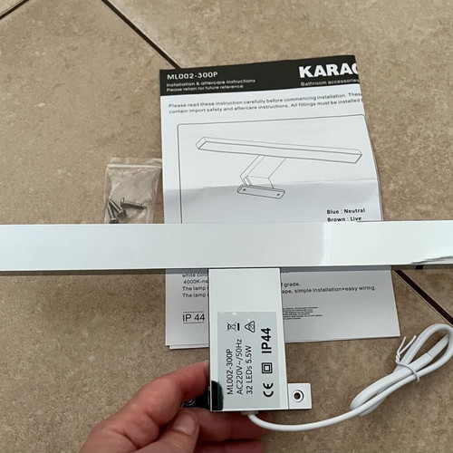 Karag bathroom light 30cm chrome new