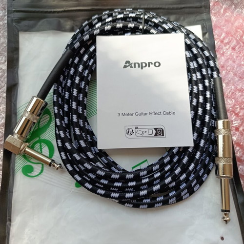 Anpro Guitar Cable 3 Meters New with Black and White Cotton Braided Cover