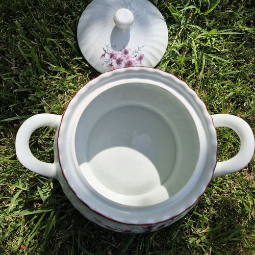 Porcelain soup tureen with lid and sauce boat new, 2.5L, Kitka factory