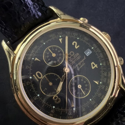 Claude Perrier Chronograph Gold Plated Watch vintage 1990, like new