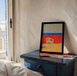 Endless Summer print with plastic chair, black frame