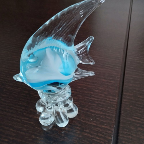Handmade decorative fish fussing like new, glass