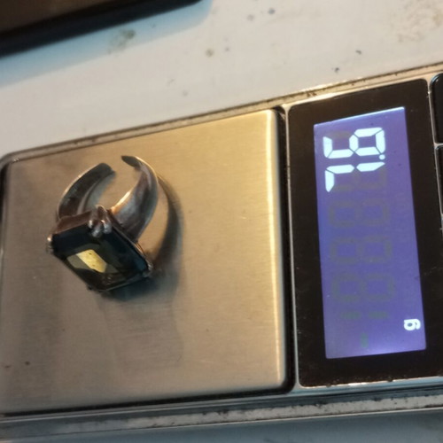 Silver ring 925 with blue zircon used, size 55