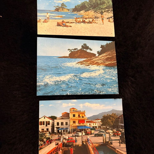 Set of 3 vintage Thasos postcards - Limenas and Makryammos like new
