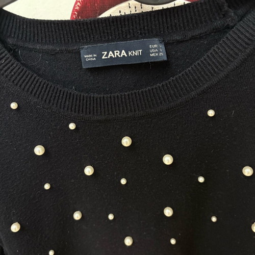 Zara black pullover with pearls like new