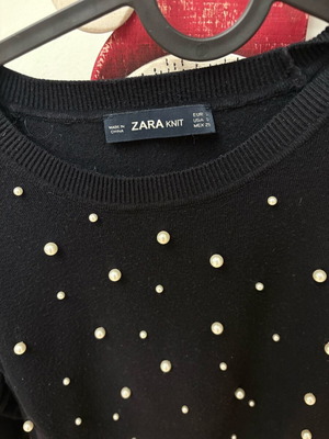 Zara black pullover with pearls like new