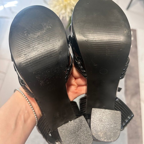 Celestino Black Patent Platform Sandals Size 37 Like New