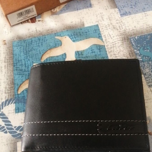 Lavor leather men's wallet new, black with box