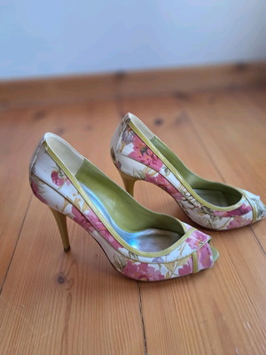 Karen Millen peep toe shoes used, multicolor, size 39