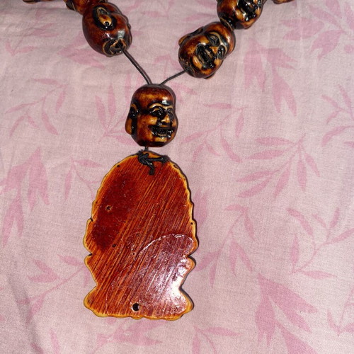 Traditional Buddhist Prayer Mala like new, carved resin beads