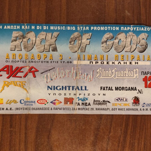 Collectible ticket 1st Rockwave 1996 in Piraeus used