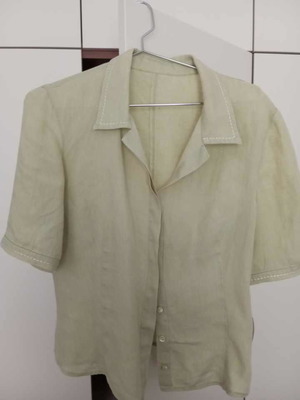 Linen shirt new with short sleeves beige color, size S