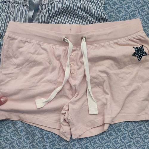 Cotton pajama shorts set like new, 3 pieces with pink polka dot gift