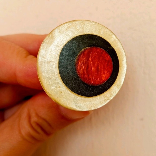 Handmade colorful beige resin ring