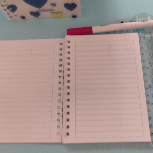 Freedom Hearts Spiral Notebook new, blue cover, 3 subjects 96 sheets