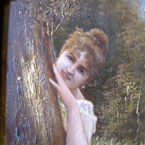 Pair of Antique Oil Paintings on Wooden Panels used, c. 1890–1910