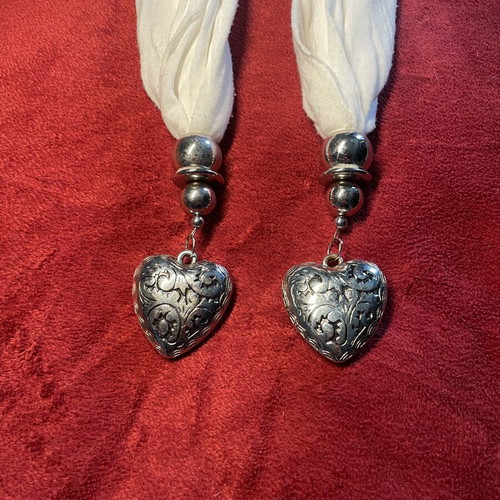 Cotton scarf like new with decorative silver hearts