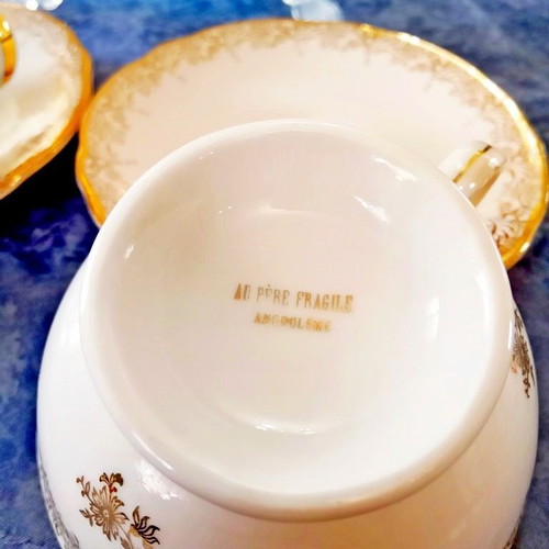 Platter and two cups Porcelaine P.F.C. de France
