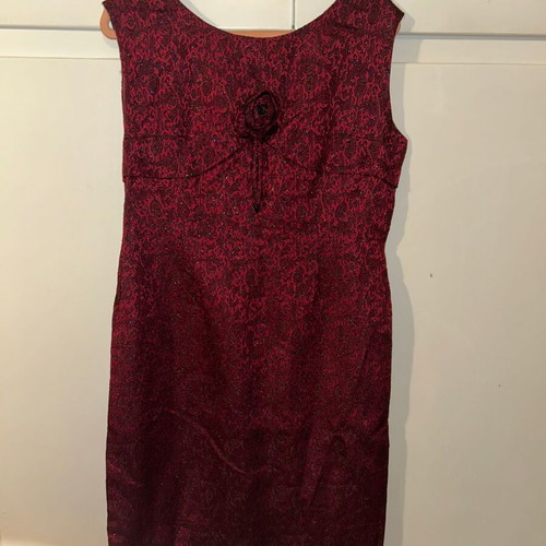 Vintage burgundy brocade lurex dress 60s/70s custom made