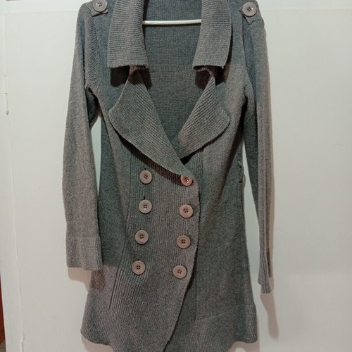 Vintage long knitted cardigan size M, grey
