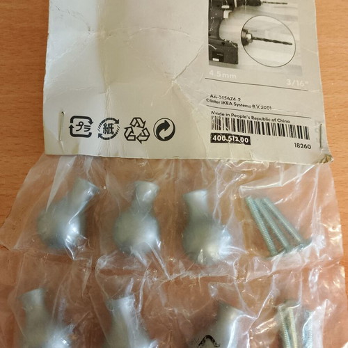 Ikea Kosing knobs silver nickel, 6 new in package