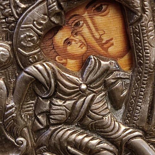 Silver religious icons 950 used, Axion Esti, Saint Demetrios, Saint Athanasios, Saint Spyridon