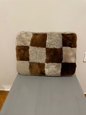 Vintage decorative pillow with eco fur like new 30 x 40 x 10 cm