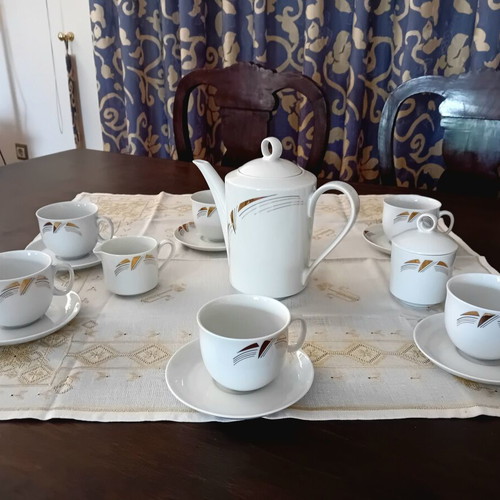 Bohemia porcelain tea set like new, white with gold leaf decoration